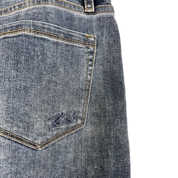 Karl Lagerfeld Paris Denim skirt with button fly and raw, released hem- 6 - Picture 3 of 6